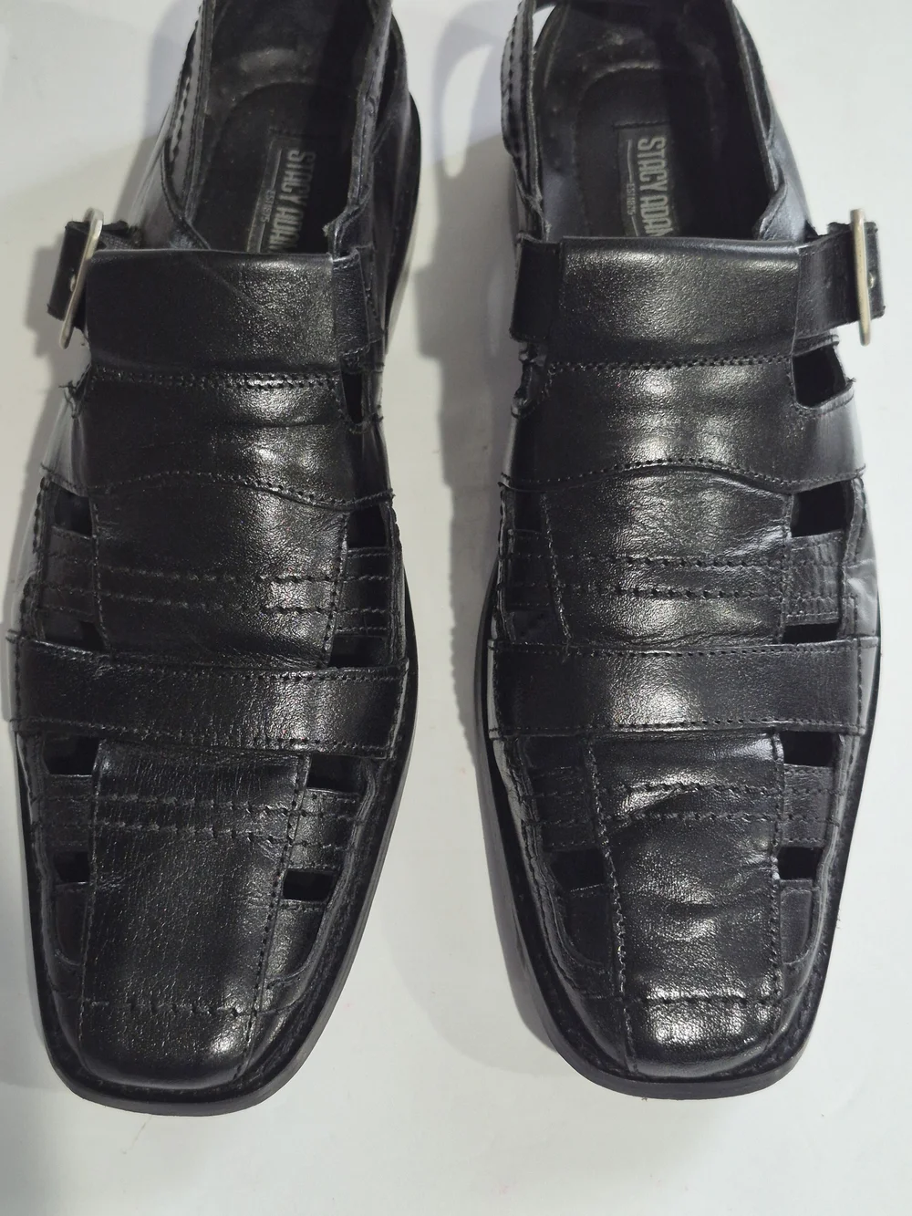 Men's Black Leather Buckle Dress Sandals